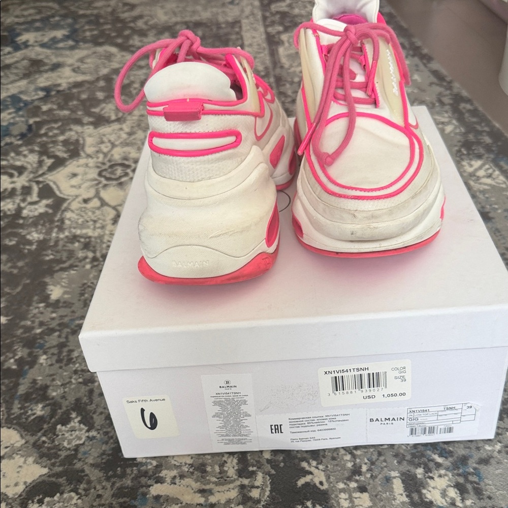 Balmain Women's Sneakers in Pink and Cream - Picture 5 of 5